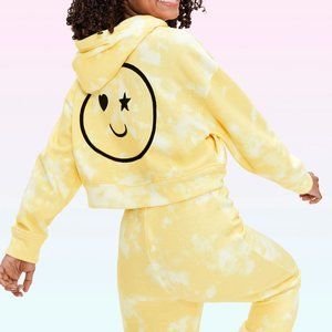 Tie Dye Cropped Hoodie Set - Pale Sun